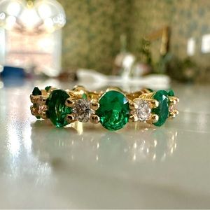 Ross Simons 3.10 ct. t.w. Simulated Emerald and .90 ct. t.w. CZ Eternity…